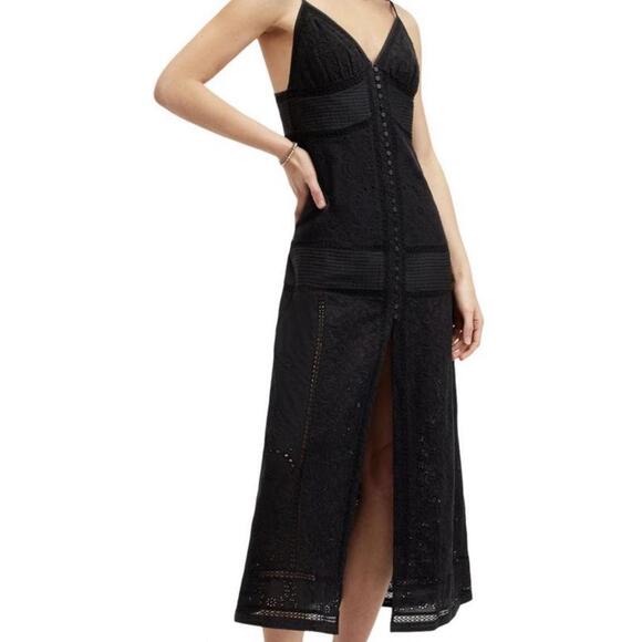 New AllSaints Dahlia Embroidered Eyelet Maxi Dress In Black Sz US 10/UK 14 - Picture 1 of 13